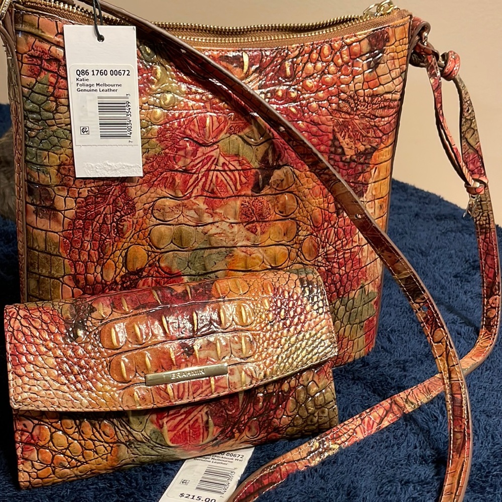 Brahmin Katie Crossbody WITH matching checkbook wallet.  Color is Harvest.